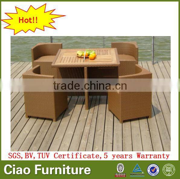 outdoor dining furniture rattan cube dining table set teak wood top