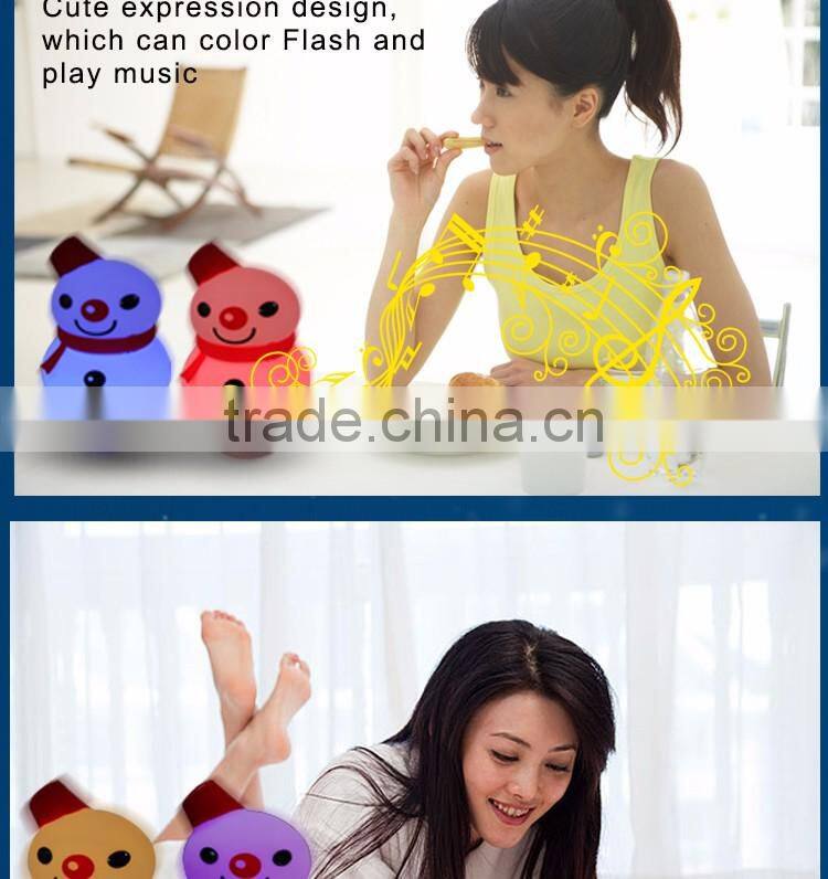 Christmas gift mini portable snowman shape bluetooth speaker with LED light