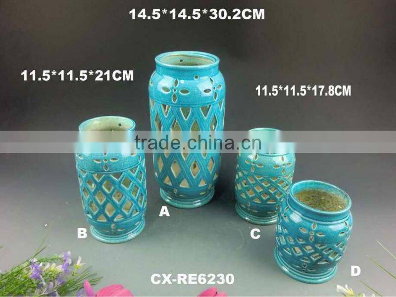 ceramic Decor Lantern porcelain reactive glazed bisque dolomite