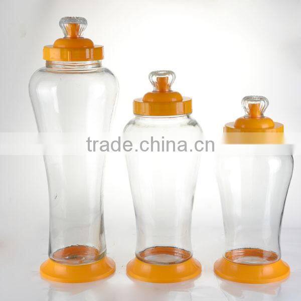 Set of 3 Ginseng Wine Bottle with Plastic Rack, Wine Glass Bottle