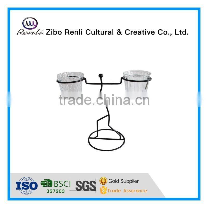 Clear Votive Candle Holder Glass with Metal Stand for Centerpiece