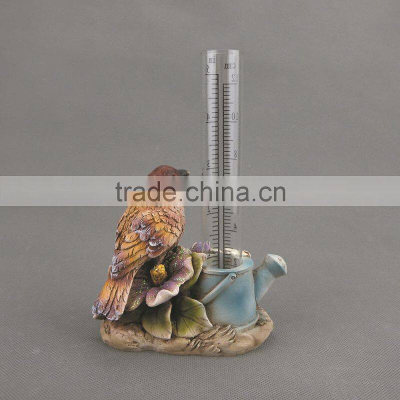 Cute Resin Garden Birds Rain Gauge,Polyresin Brid Design Rainfall Records