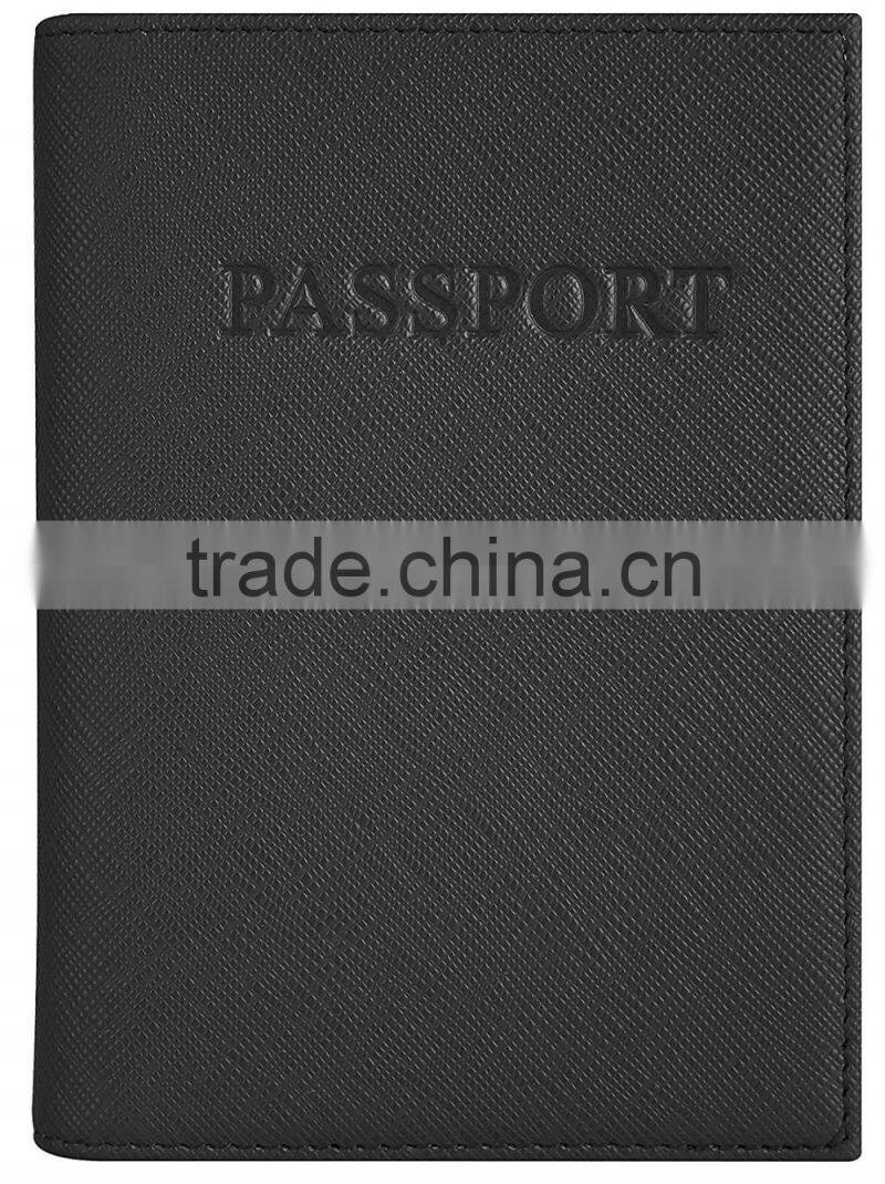 Leather Travel Wallet RFID Blocking Passport Cover of Crosshatch