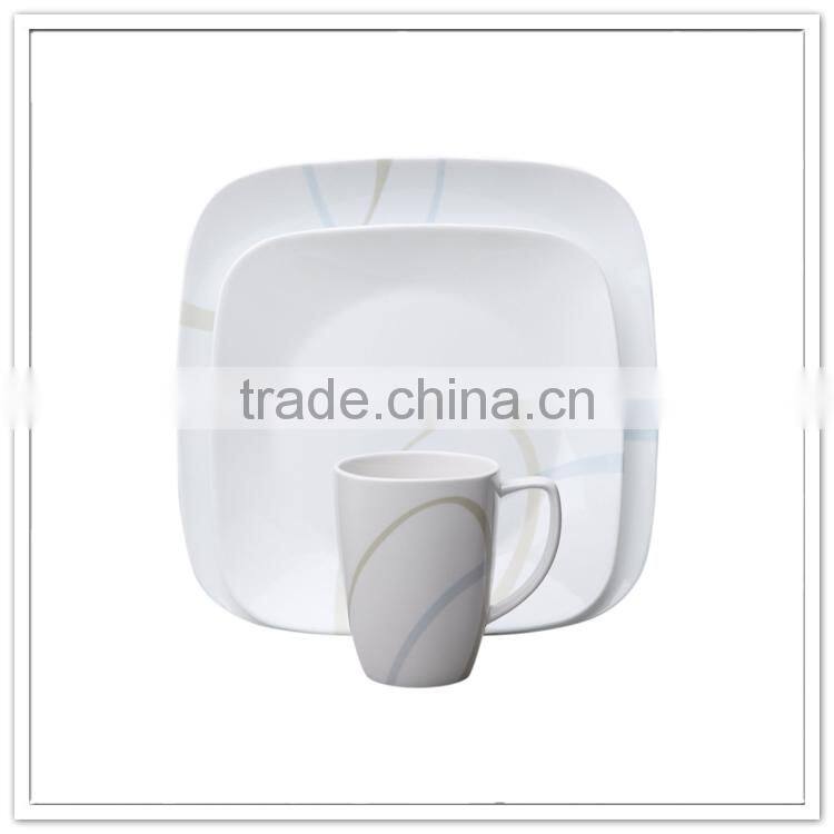 3pcs ceramic-like white&black stripe line design wholesale dinner table set