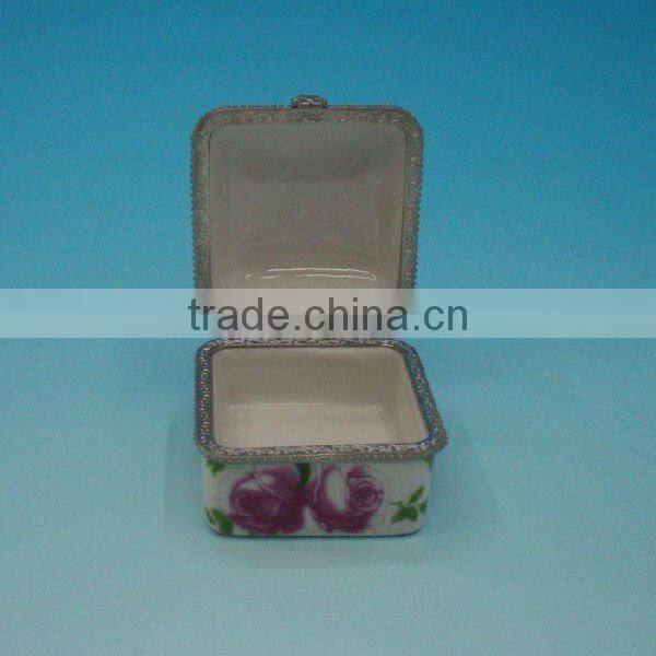 Square full printing ceramic jewelry boxes