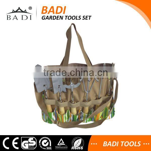 6 pcs set mini wood handle steel head garden tools sets /shovel/rake/fork/weeder