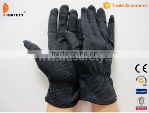 DDSAFETY 2017 Black Cotton Gloves Cotton Pvc Dotted Gloves With Mini Dots On Palm