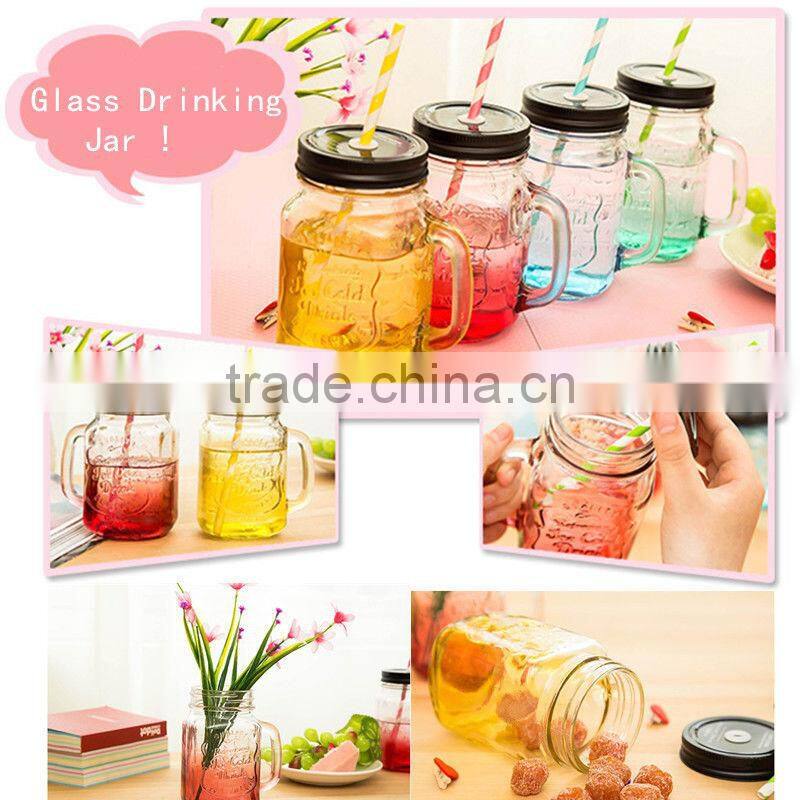 The Glass 500ml Fashional Vintage Mason Glass Drinking Jar
