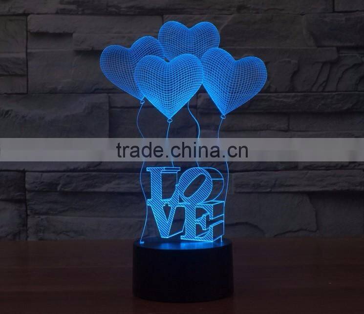 3D LED Acrylic Full Color Visual Lamp Light LOVE Symbol