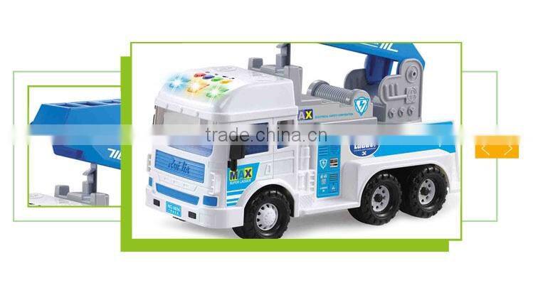 Cheap plastic aerial ladder friction toy diecast forklift truck model