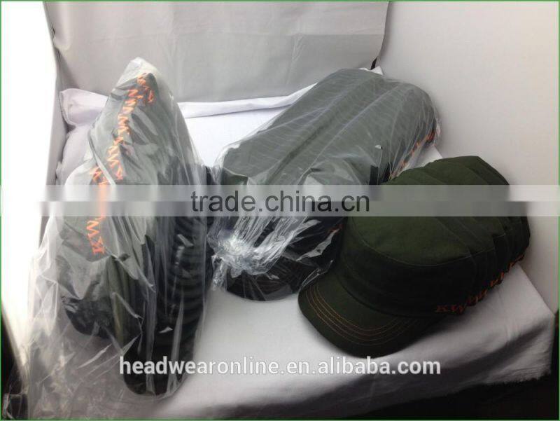 Customize fashion army green Military Caps and flat caps with Dongguan Factory