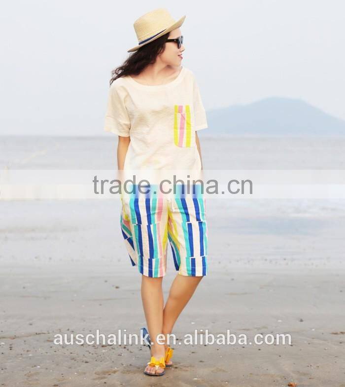 OEM service outdoor fashion colorful stripe beach girl short pants