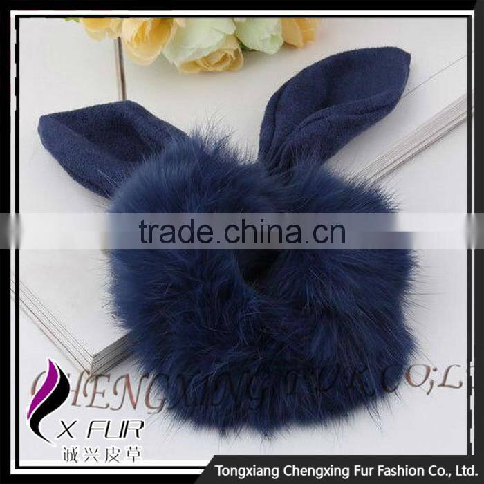 CX-E-02 Genuine Rabbit Fur Ear Lovely Elastic Hair Band