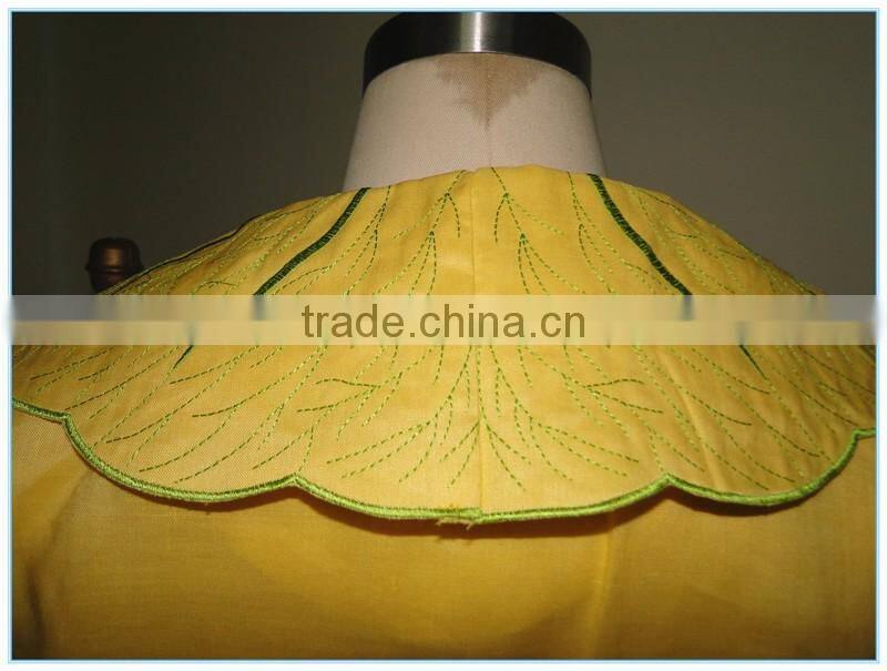 Hot sale lotus leaf embroidery sexy dress collar neck designs for ladies suit