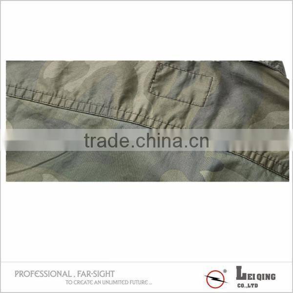 Cotton fashion olive green military style long sleeve shirt