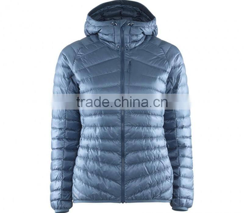 Custom fashion winter ladies down feather jacket with hood 2017 ladies winter jacket