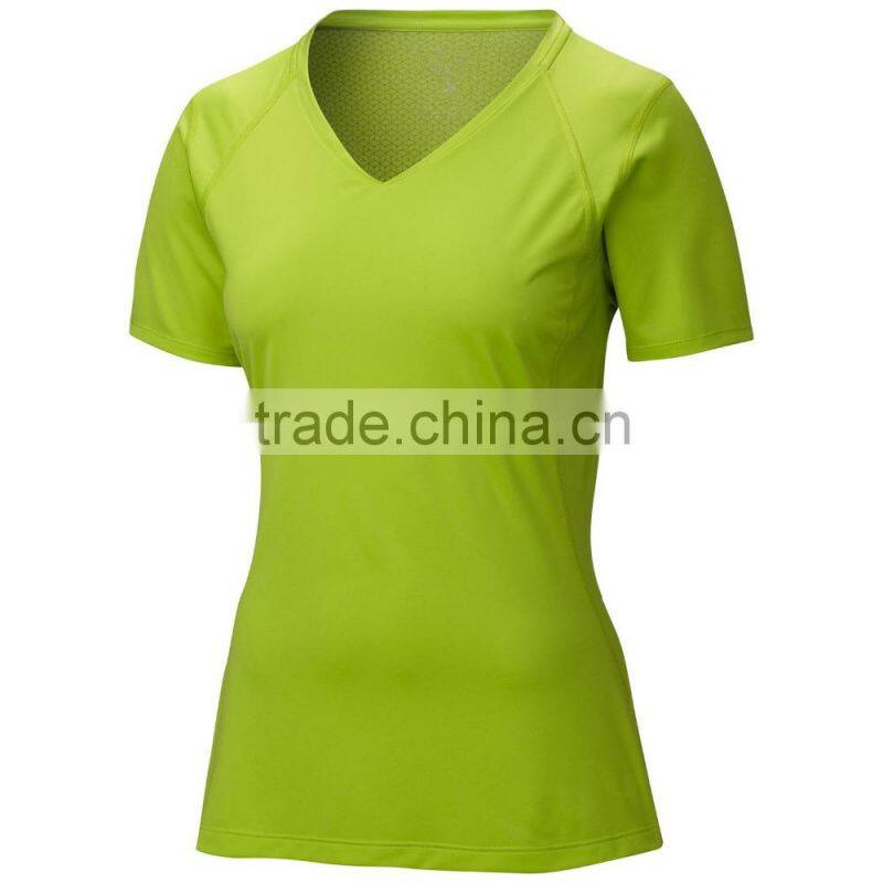 good quality colorful plain v neck wholesale short sleeve women t shirt
