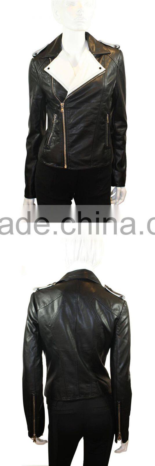 lady jacket pu leather jacket for women