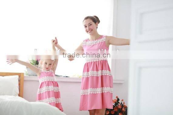 Elegant Lace Embroidered Dresses Mother Daughter Clothes New Summer Dress