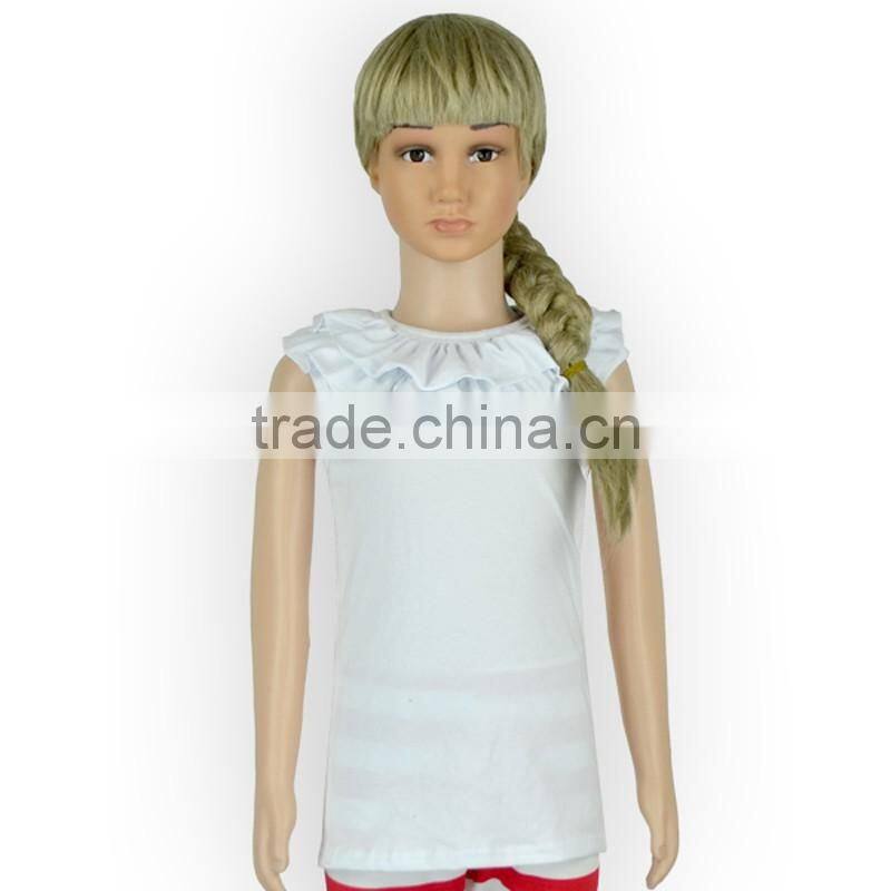 Customized Design Plain White Color Cap Sleeve Girls Summer Top LBF2015122502