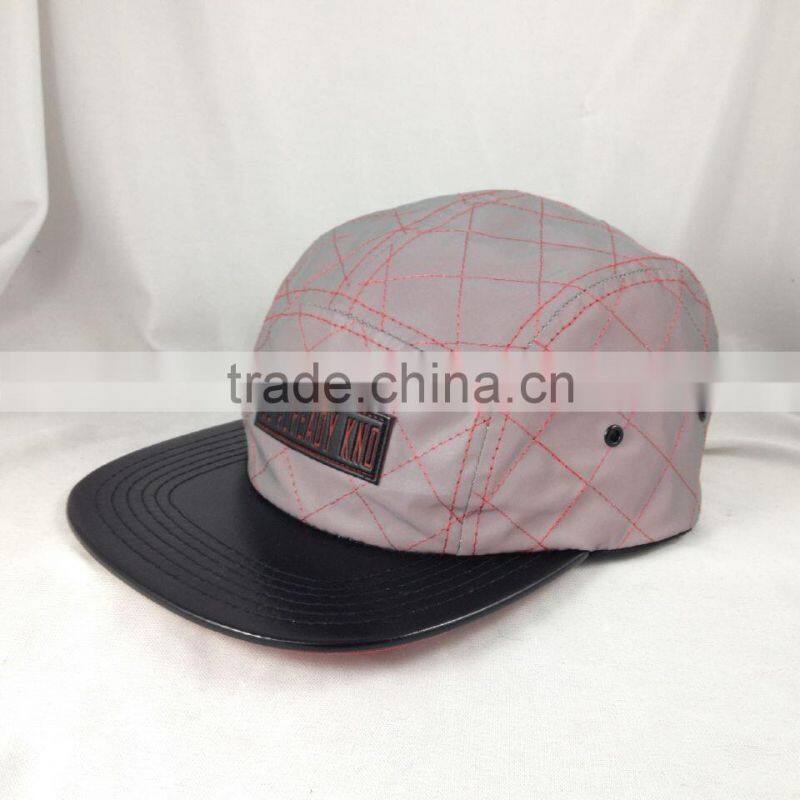 Custom 5 panel hats Luminous 3m reflective fabric grey five panel cap