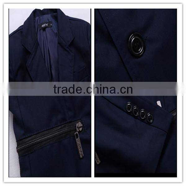 1pc hot sale with zipper pattern turn down callor long sleeve cotton and polyester bussiness blazer