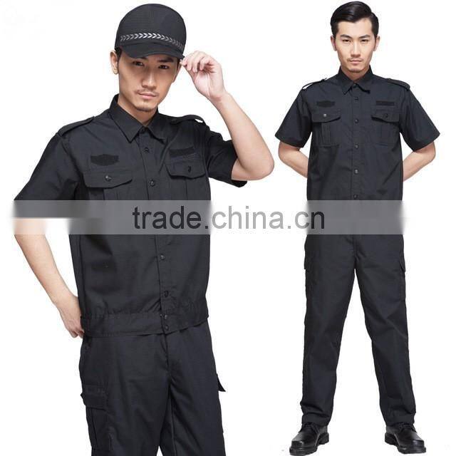 Juqian wholesale Customized High Quality short sleeve 2 piece black Engineer Mens Security Uniforms