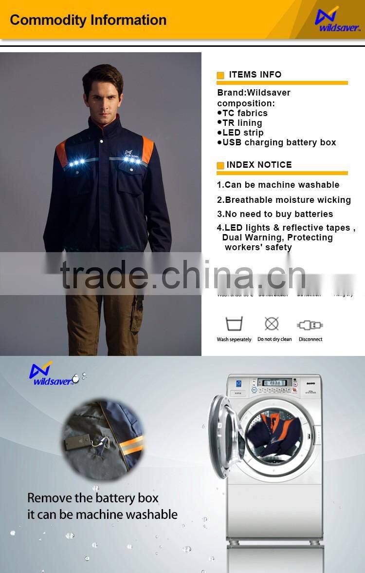 Safety battery powered hi vis workwear work uniform with pockets