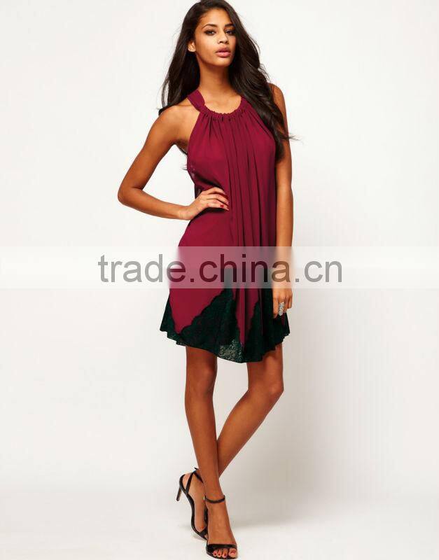 Swing Dress With Lace Trim
