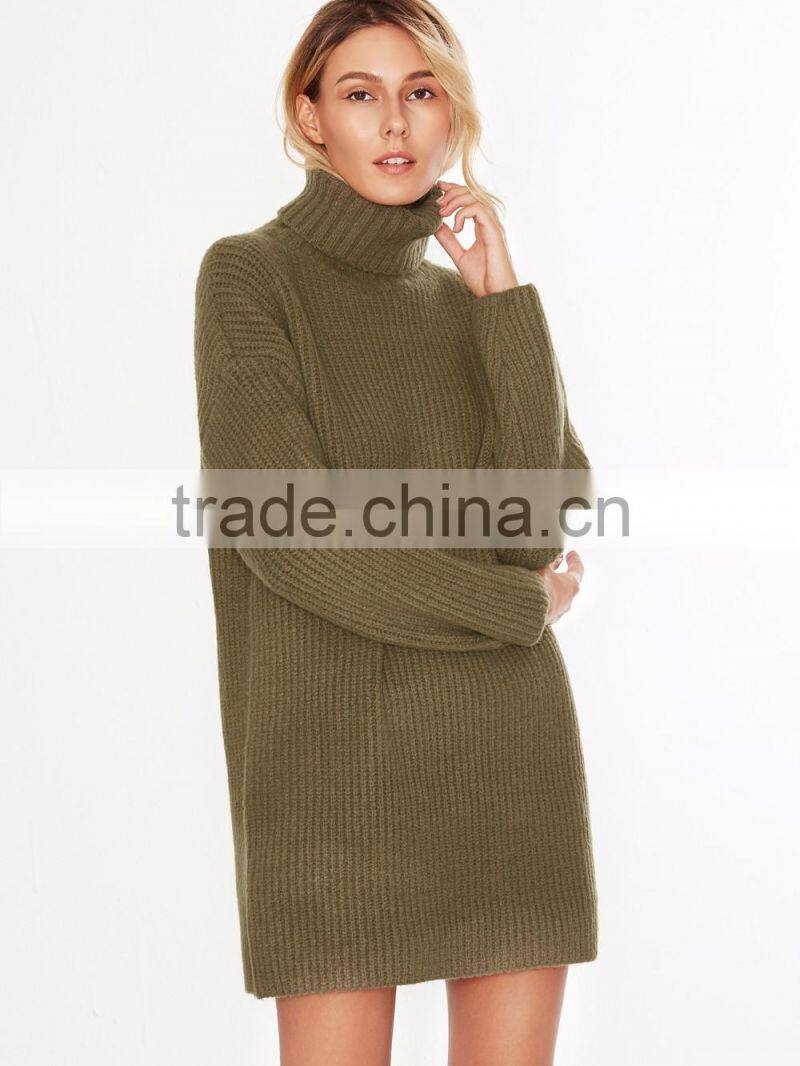 2017 New Design Turtle Neck Girls Sweater Dress