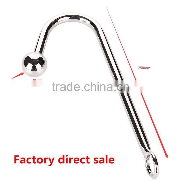 Stainless Steel Anal Hook with Ball Metal Butt Plug Dilator Gay Sex Toys 30*250 mm