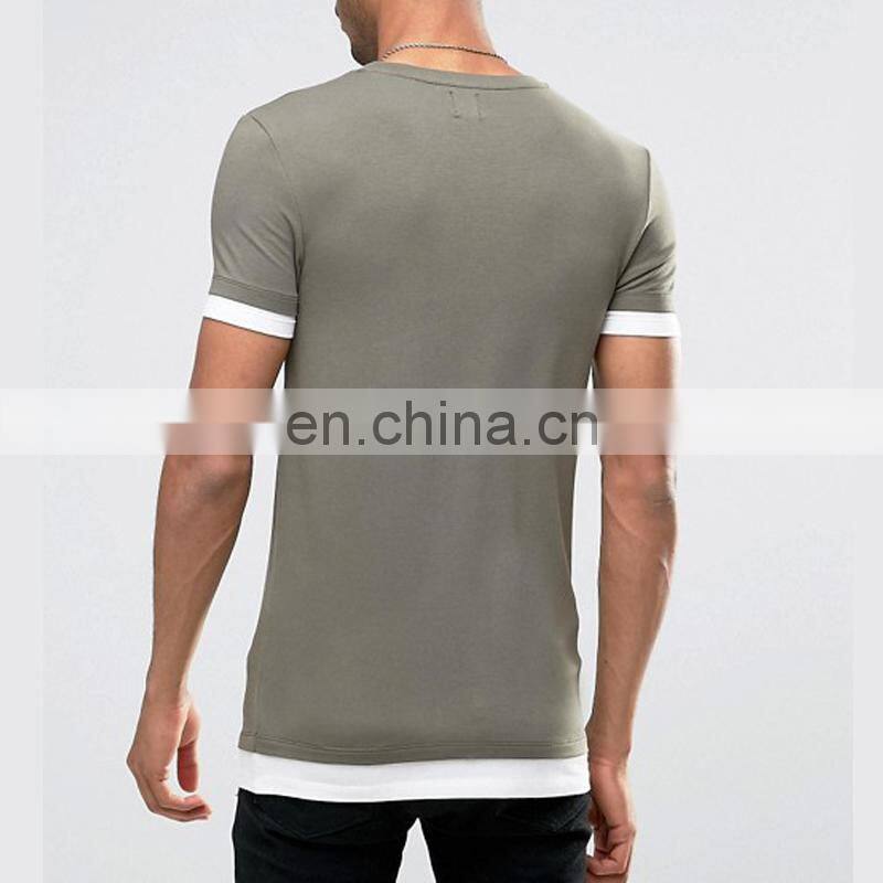 Longline Combed Cotton T Shirt Black Color