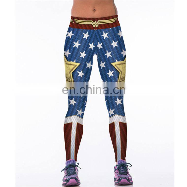 Wonder Woman Sport Fitness Costume High Waist Stretch Gym Trousers Workout Leggings
