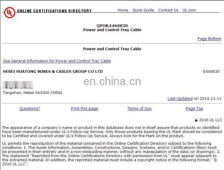 600V PVC/Nylon insulation power and control Type TC cable