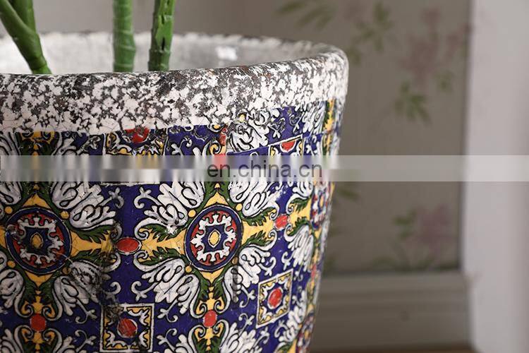 Wholesale balcony green plants pots vintage style large fancy flower pots ceramic for home decor