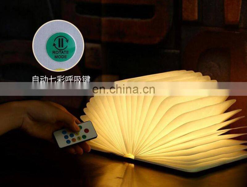 2019 new foldable Colorful LED wooden Light Bluetooth Speaker Book Lamp With Remote Control