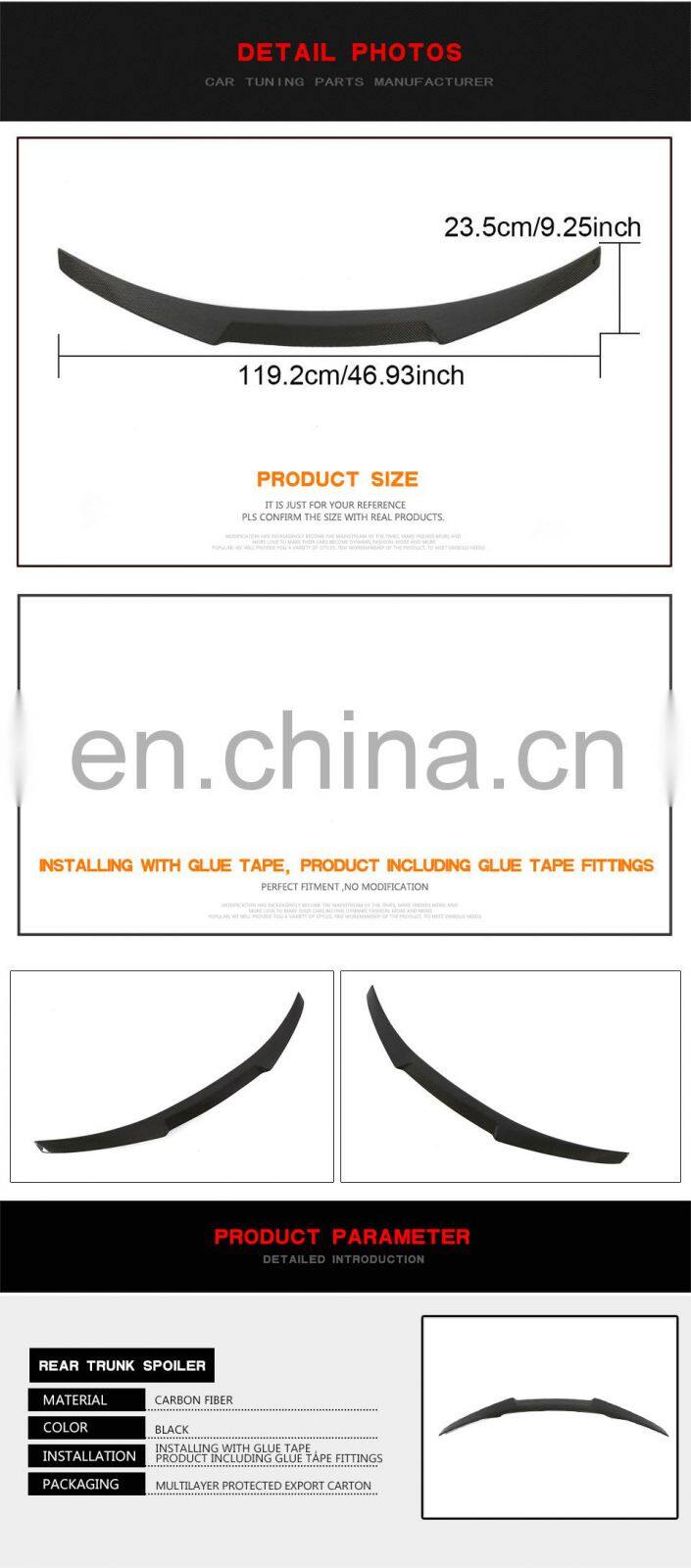 M4 Style Carbon Fiber Boots Lid Spoiler for BMW F82 M4 2014- 2019 Coupe