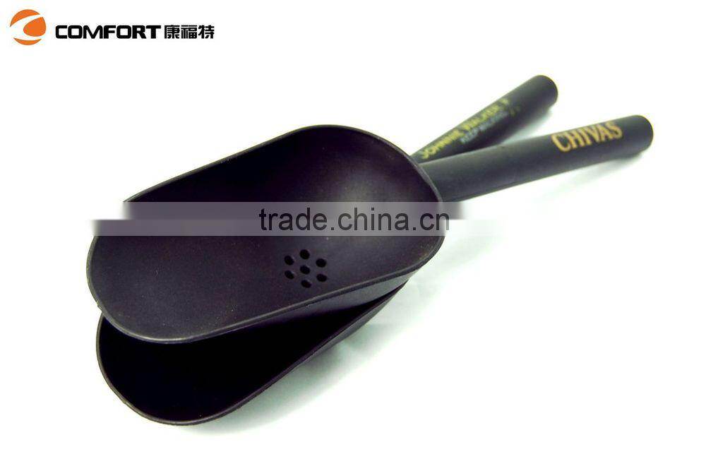 black plastic mini ice bucket scoop