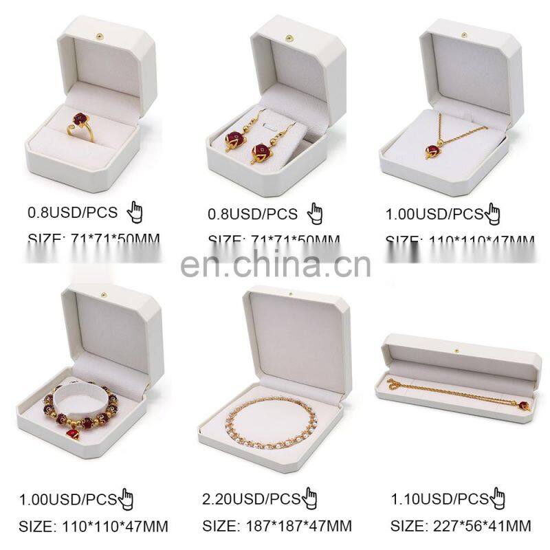 Custom Logo Luxury Jewelry Packaging White Color Pu Leather Ring Box