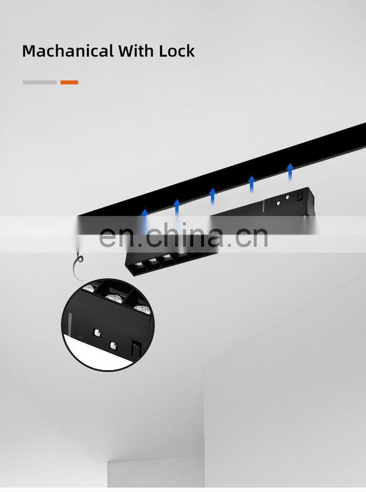 HUAYI Modern Living Room Interior Aluminum Black Magnetic Mounted Grille Light LED Track Light