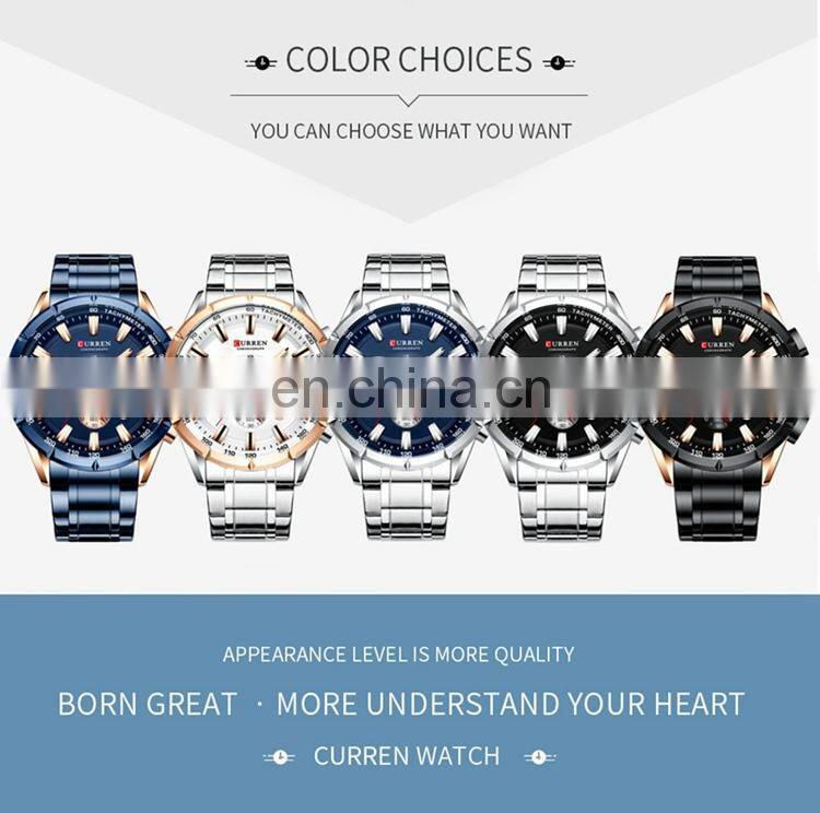 CURREN 8363 Men Quartz Watch With Logo Stainless Steel Japan Quartz Chronograph Business Men Wrist Watches