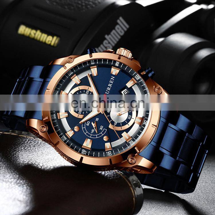 CURREN 8360 Latest Simple Men Watch Stainless Steel Chronograph Calendar Quartz Luminous Man Watch Sales Online