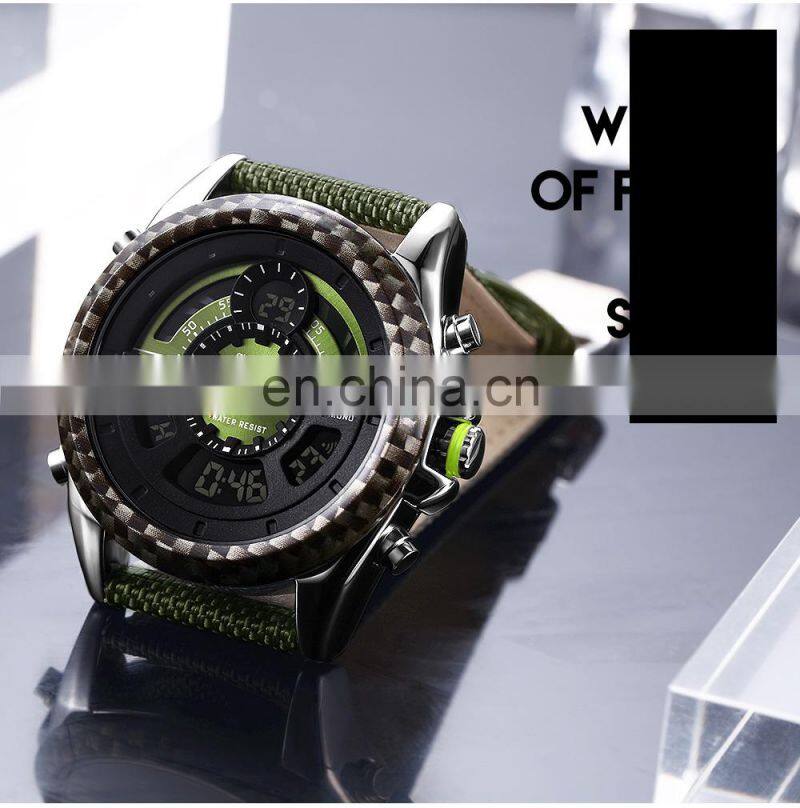 SMAEL 1369 Men's Fashion&Casual Watch Quartz+Digital Movement Nylon Band Business Watch Alarm Date Week