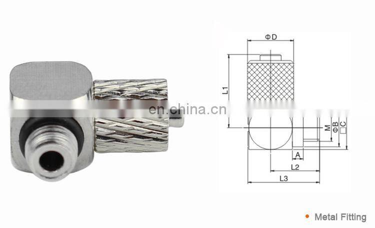 mini micro small Metal Pneumatic Joint fitting male elbow air push in fitting