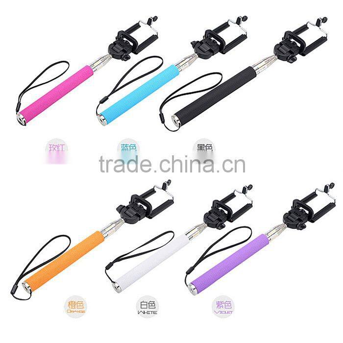 2015 hot sale products selfie stick with bluetooth shutter button monopod selfie stick