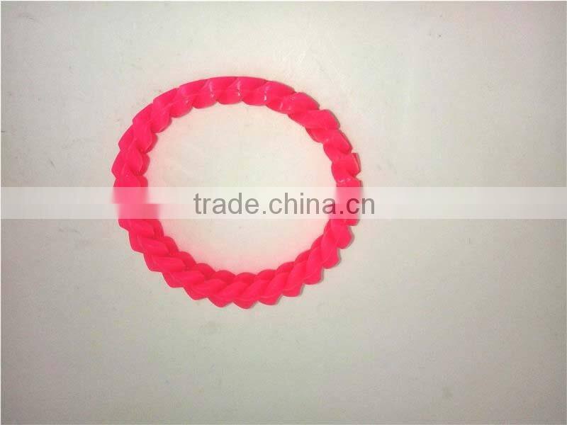 Simple Style Solid Color Silicon Wristhand Buckle Shaped Rubber Chain Bracelet