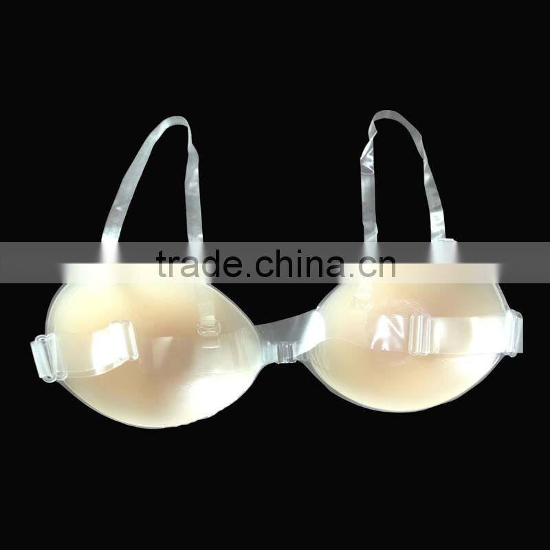 Silicone bra with strap /clear back strap bra