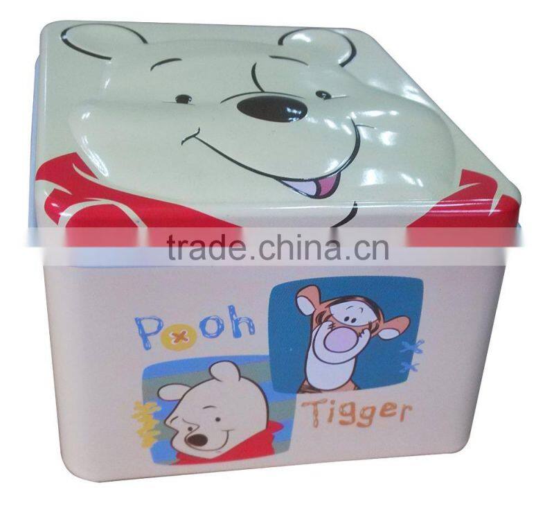 embossing Disney cartoon image square tin box