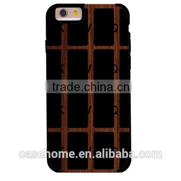 Gridiron Pattern Wood+PC Hard Back Cover Case for iphone 6s