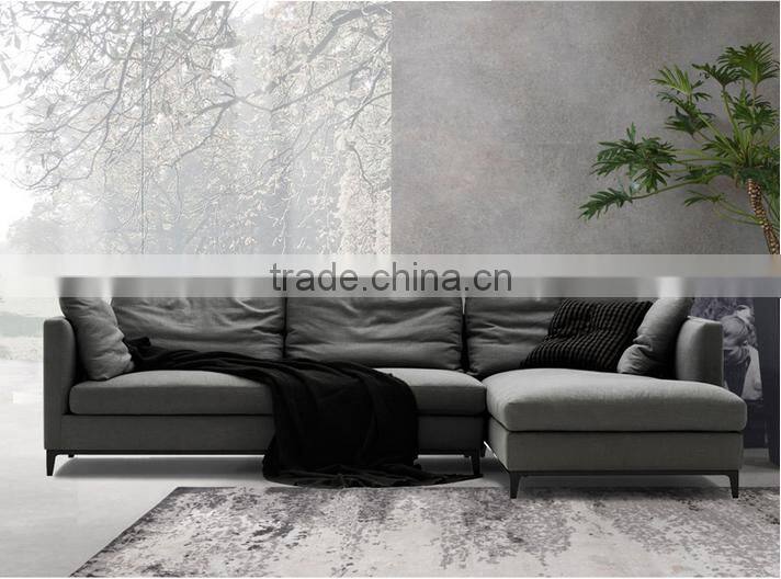 Modern elegant leather sofa set in black New design 2016